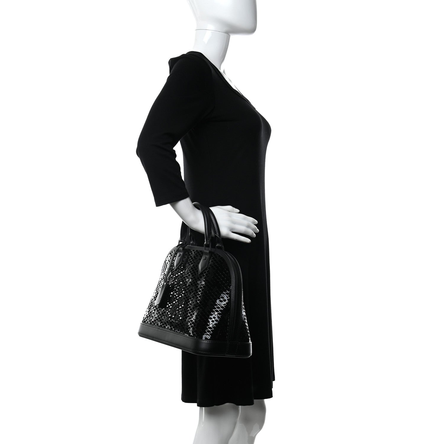 Louis Vuitton Patent Calfskin Laced Monogram Alma PM Black 2 of 11