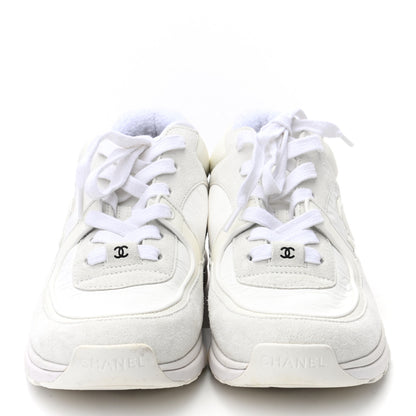 Chanel Suede Calfskin Fabric CC Sneakers 37 White 2 of 8