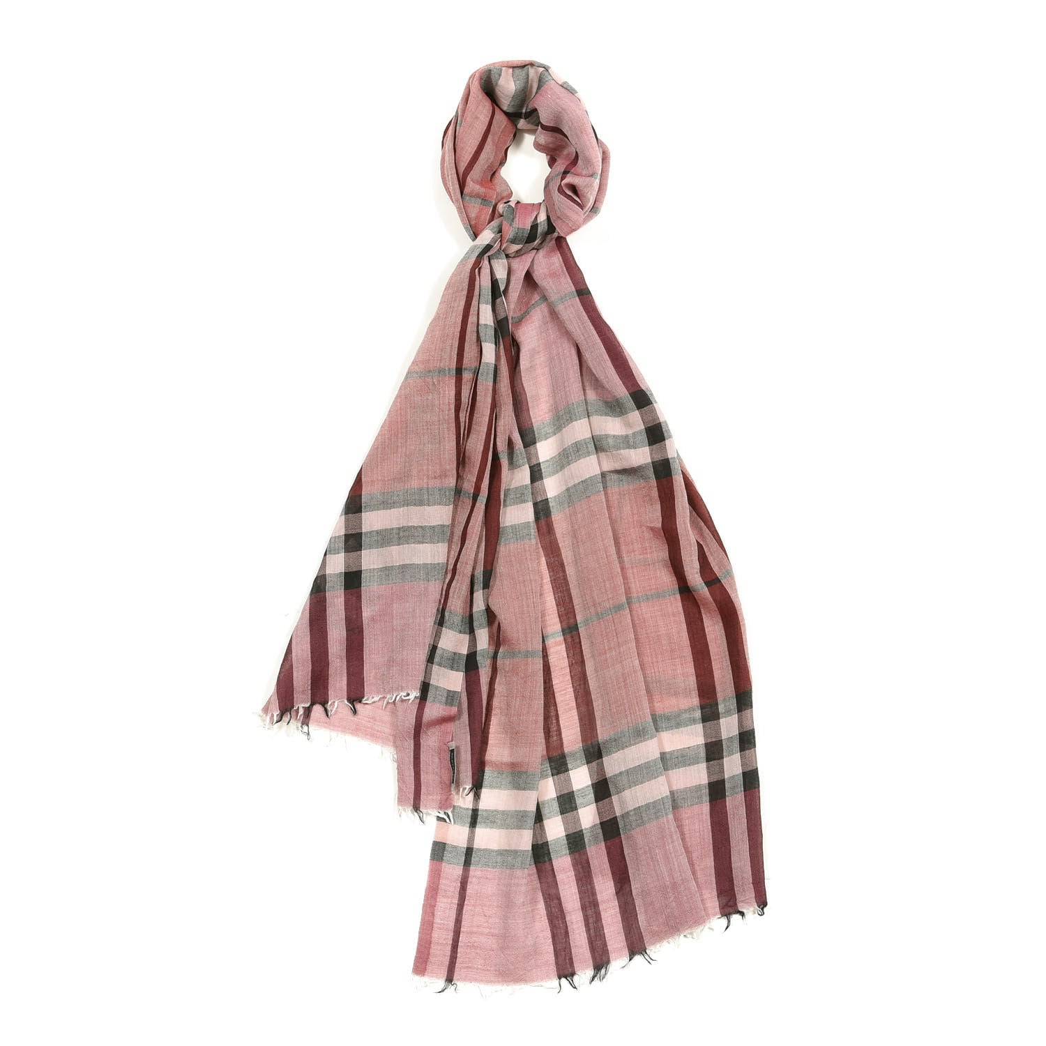 Burberry Silk Wool Gauze Giant Check Scarf Red 1 of 3