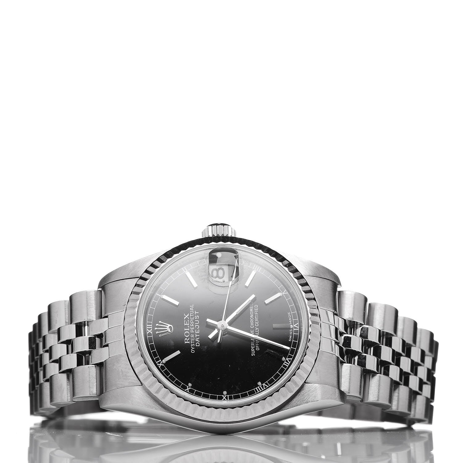 Rolex Stainless Steel 18K White Gold 31mm Oyster Perpetual DateJust Watch Black 78274 3 of 7