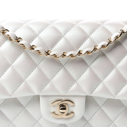 Chanel Iridescent Calfskin Quilted Medium Double Flap Ivory 11 of 11