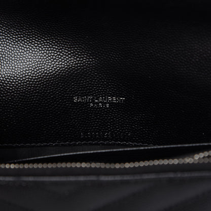 Saint Laurent Grain De Poudre Matelasse Chevron Monogram Envelope Chain Wallet Black 8 of 10