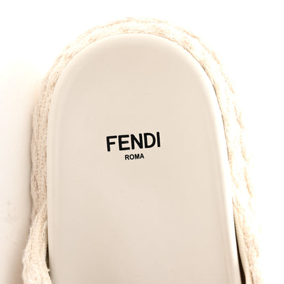 Fendi Tessuto Treccia Jacquard Ricamo Logo Slides 40 Grezzo Moka 7 of 11
