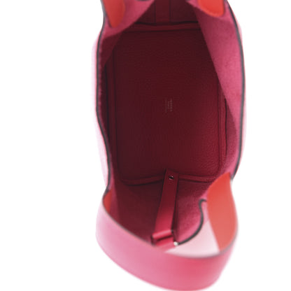 Hermes Taurillon Clemence Verso Picotin Lock 18 PM Rose Mexico Rouge De Coeur 5 of 11