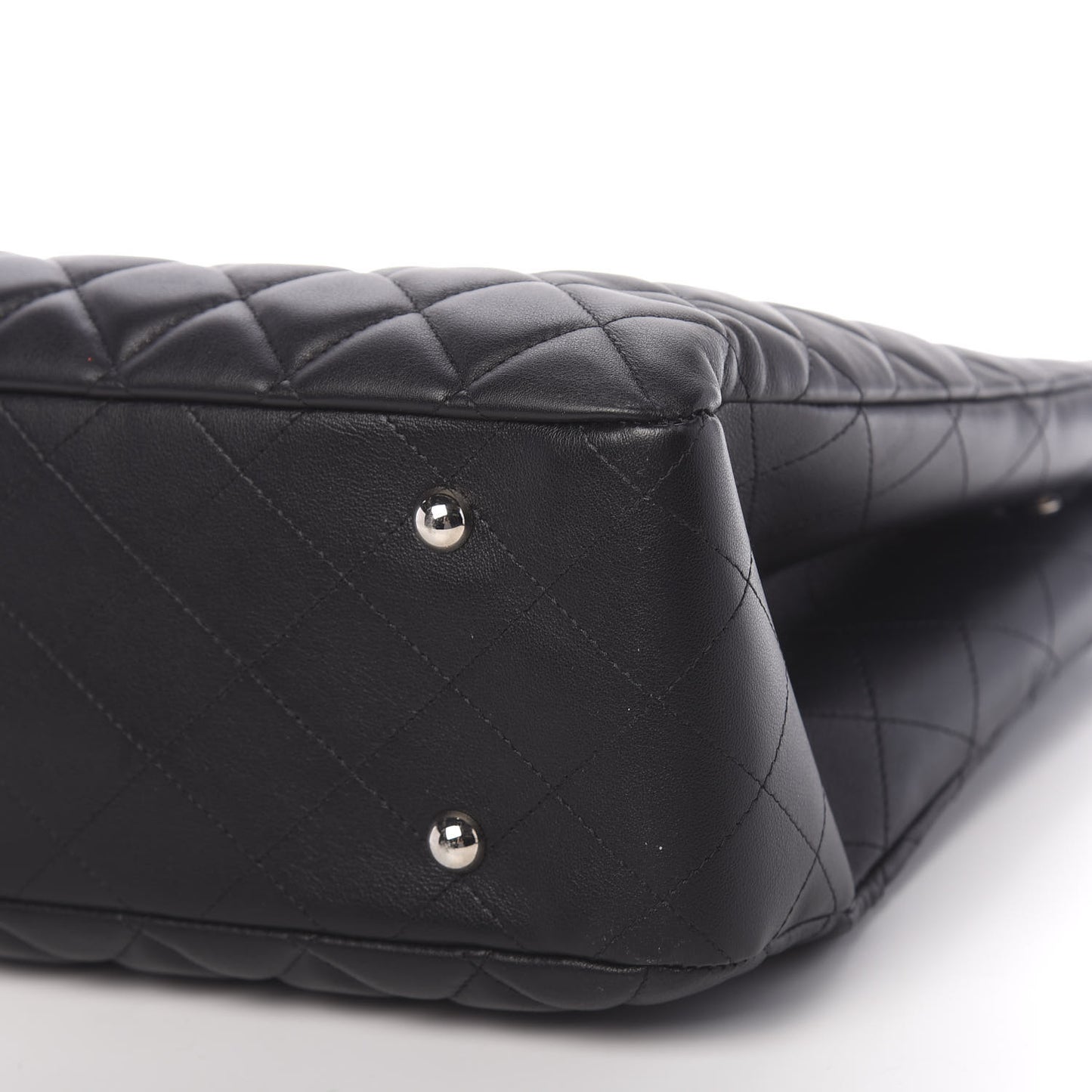 Calfskin Quilted Large CC Shopping Tote Black