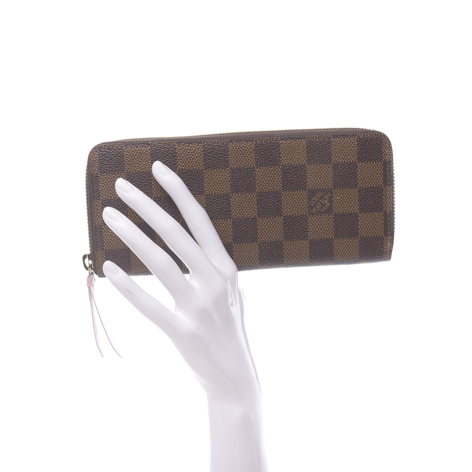 Louis Vuitton Damier Ebene Clemence Wallet Rose Ballerine 2 of 8