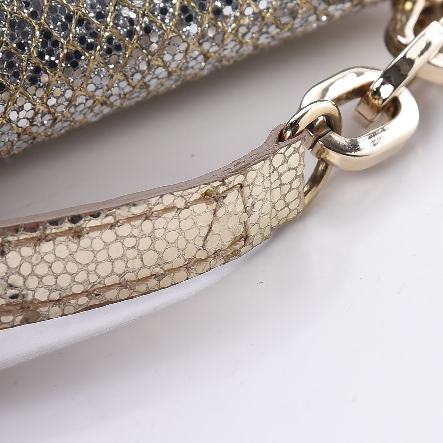 Jimmy Choo Glitter Fabric Large Riane Clutch Champagne 10 of 11