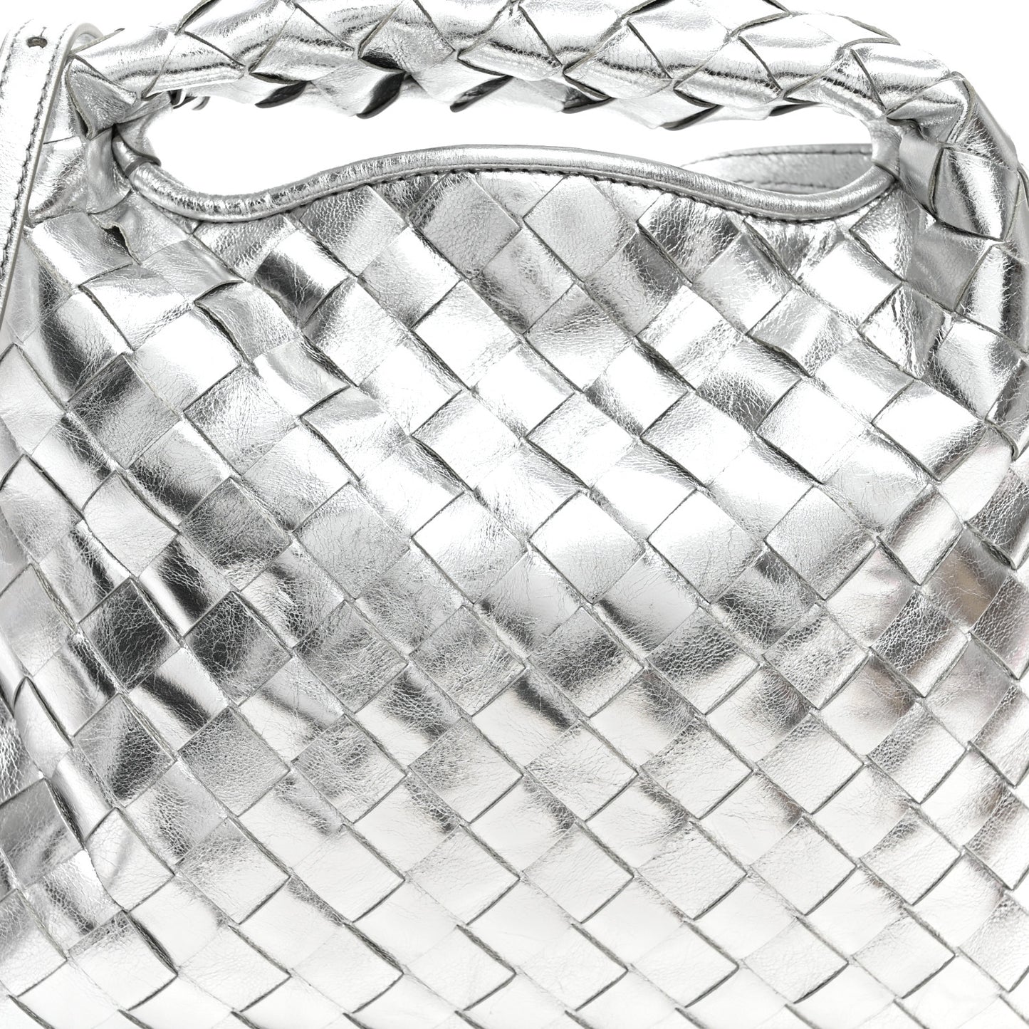 Metallic Lambskin Intrecciato Mini Hop Silver