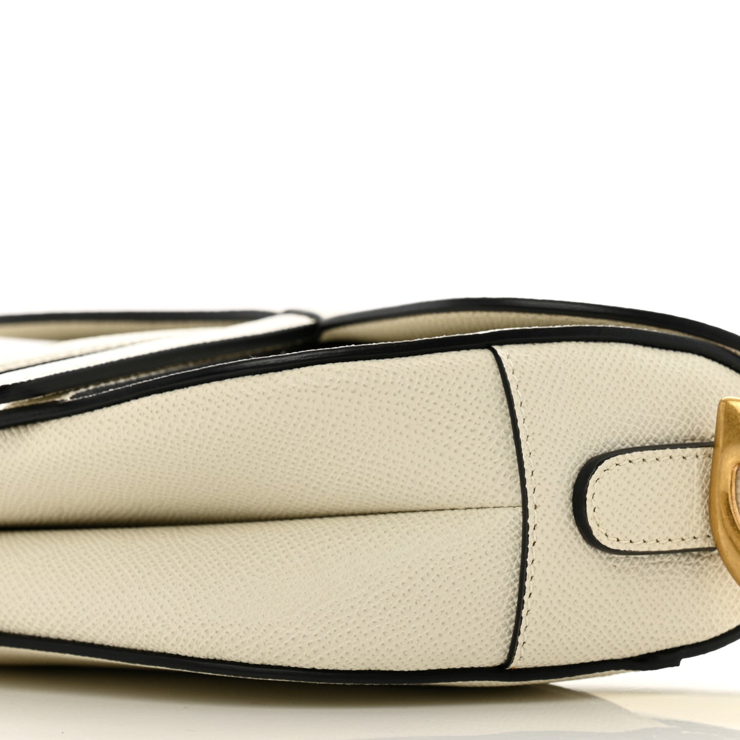 Grained Calfskin Saddle Bag White