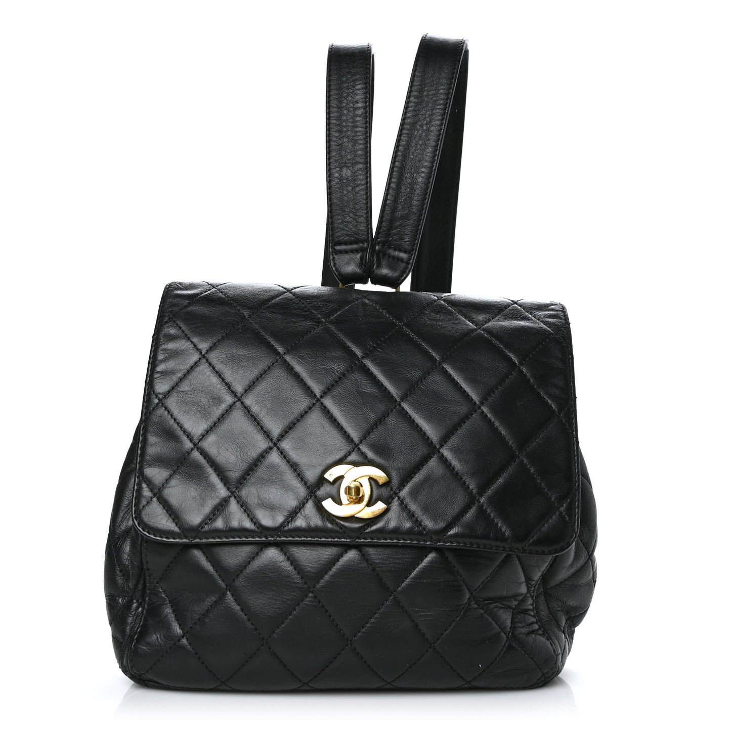 Lambskin Quilted Backpack Black