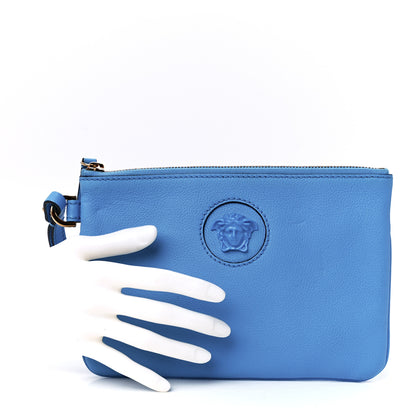 Versace Grained Calfskin La Medusa Pouch Blue 2 of 11