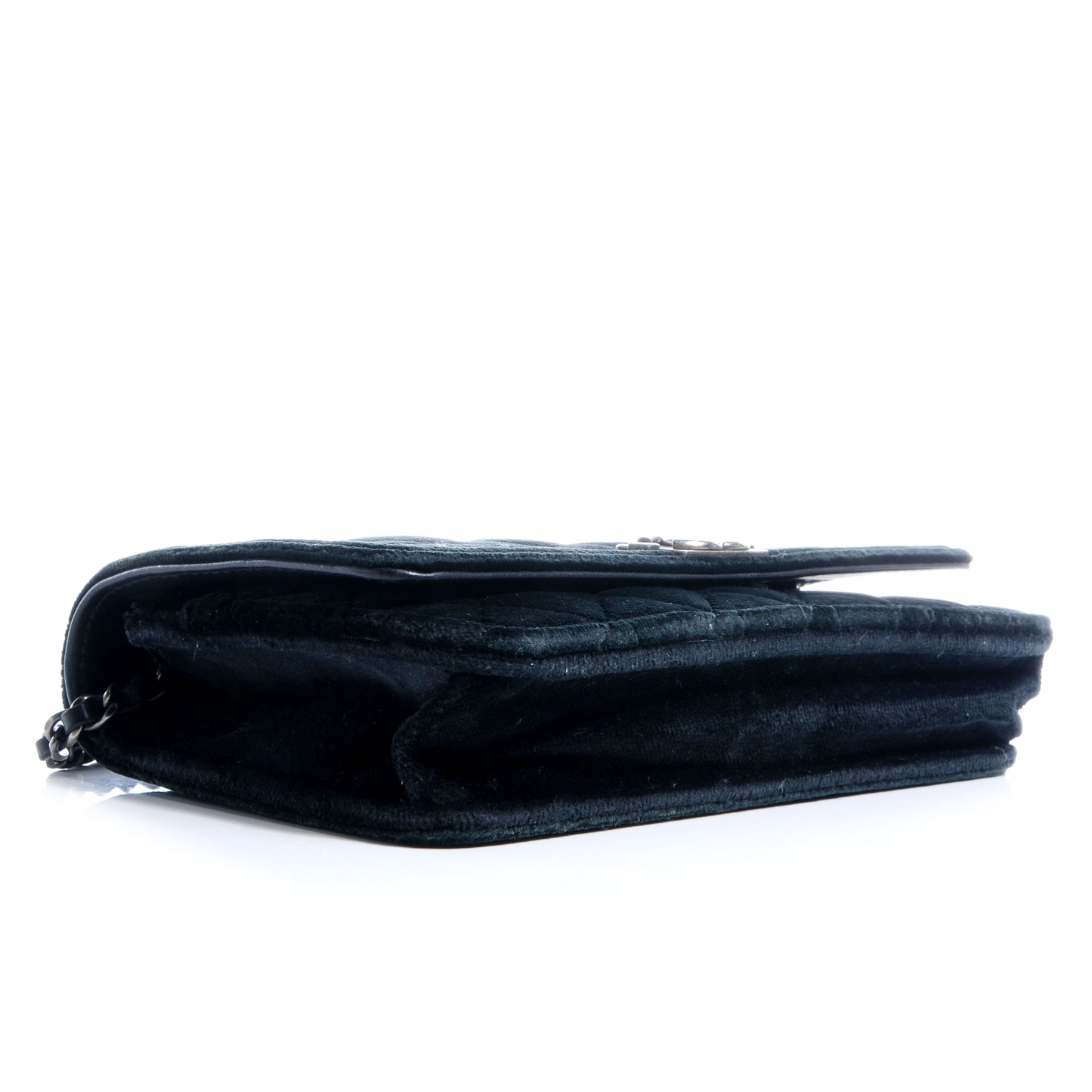 Velvet Quilted Boy Wallet On Chain WOC Black
