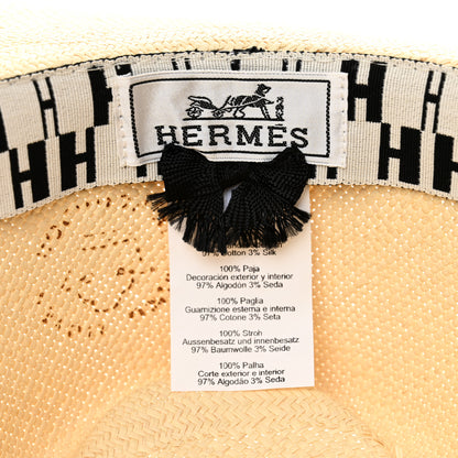 Hermes Straw Arizona Panama Brisa Hat 57 Naturel Ecru Black 8 of 9