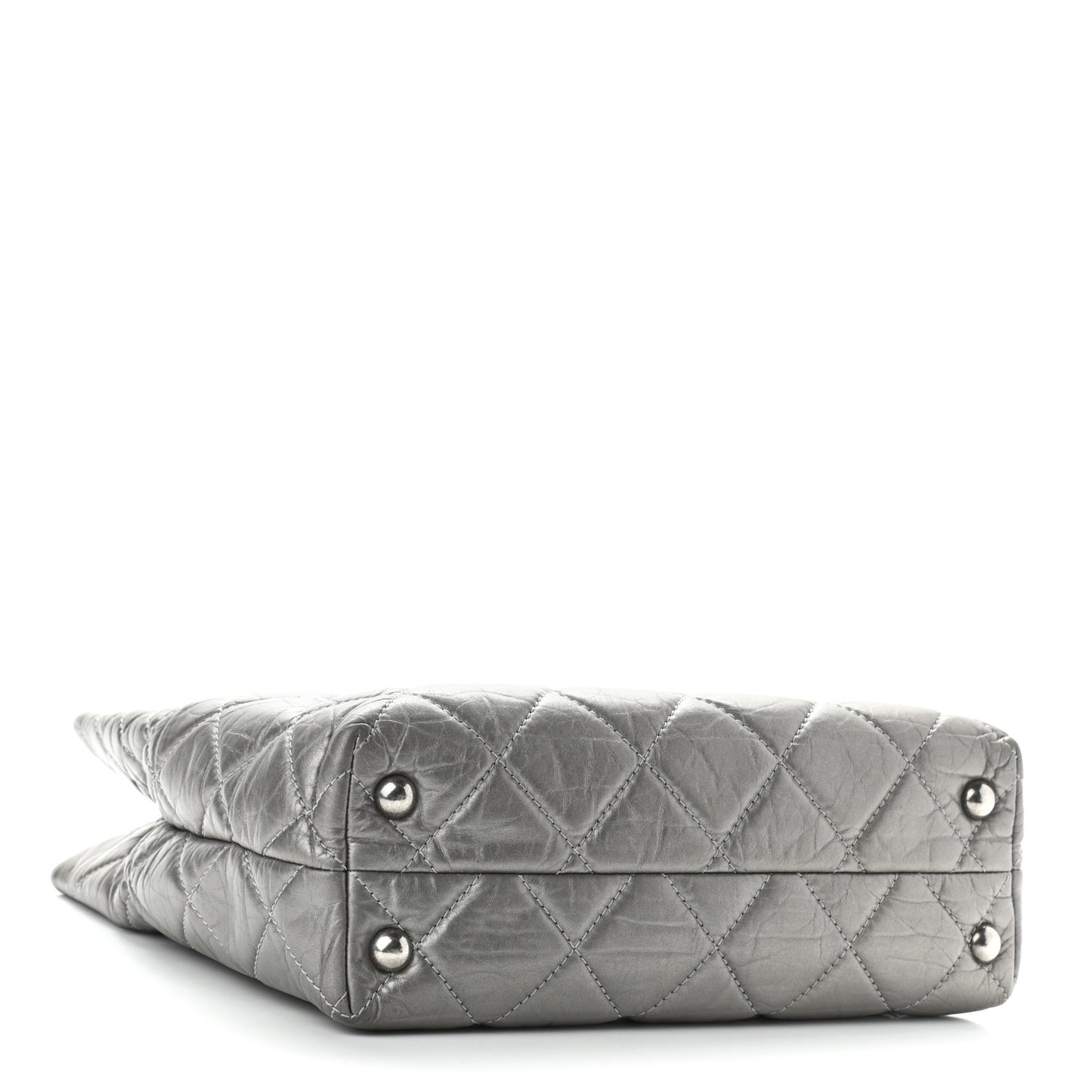 Metallic Aged Calfskin Quilted Reissue 2.55 Tote Dark Grey