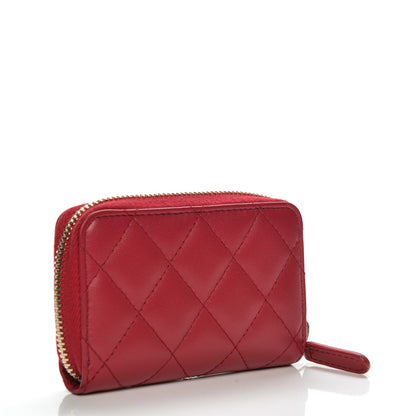 Chanel Lambskin Quilted Zip Around Coin Purse Dark Pink 3 of 7