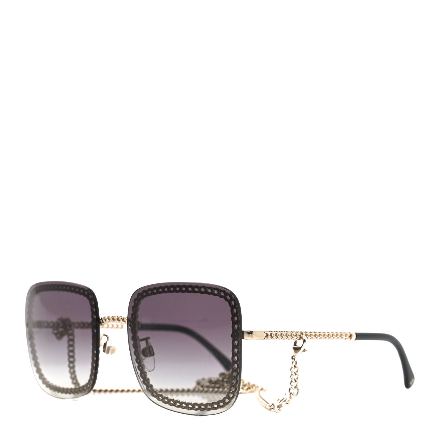 Chanel Chain Square Sunglasses 4244 Black Gold 1 of 7