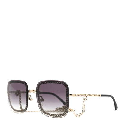 Chanel Chain Square Sunglasses 4244 Black Gold 1 of 7