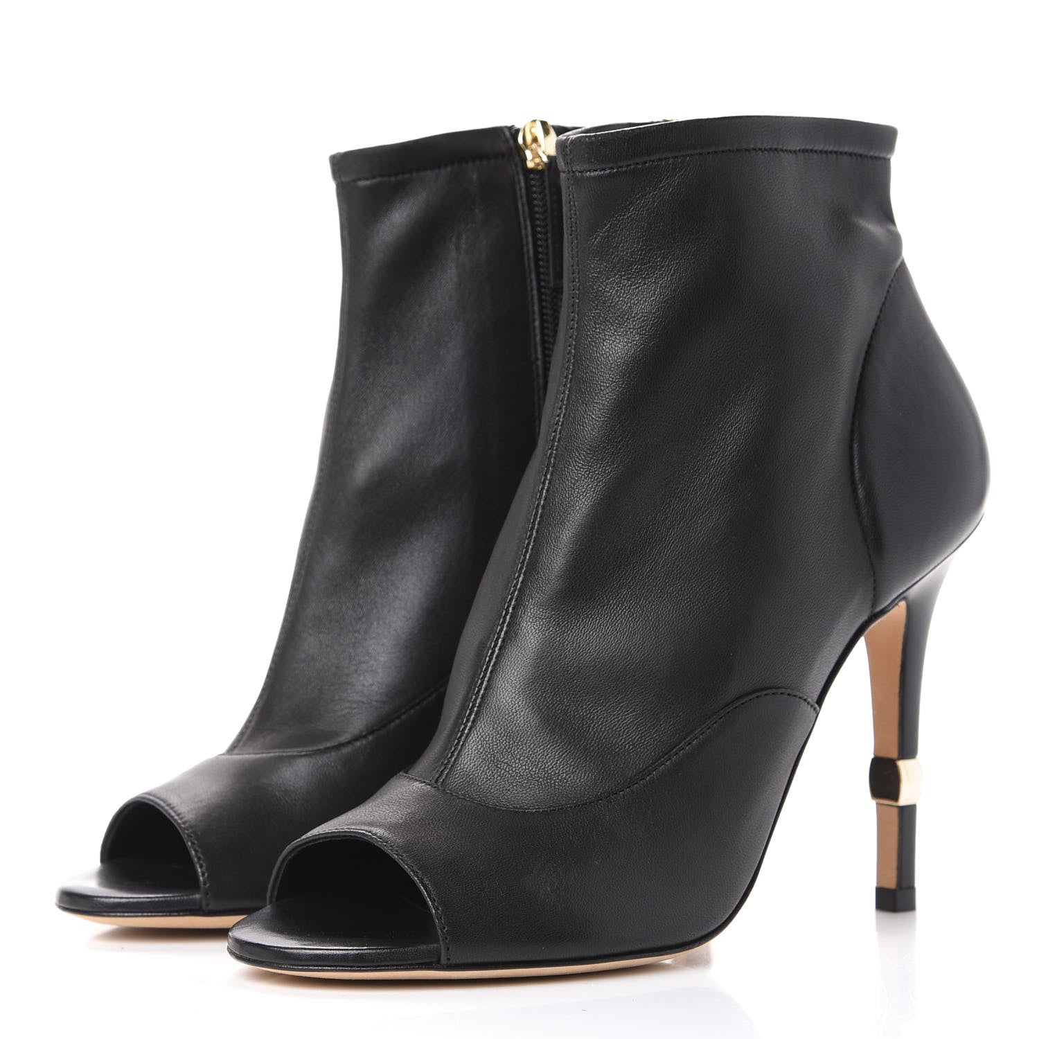 Chanel Lambskin Peep Toe Short Ankle Boots 38 Black 3 of 11