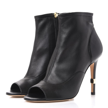 Chanel Lambskin Peep Toe Short Ankle Boots 38 Black 3 of 11