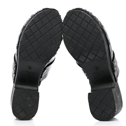 Chanel Calfskin CC Lucky Charms Studded Clogs 35 Black 5 of 8