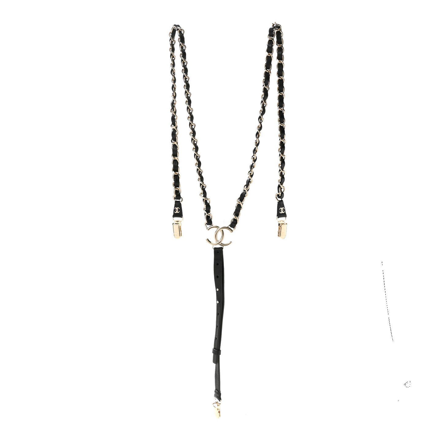 Calfskin CC Chain Suspenders M Black