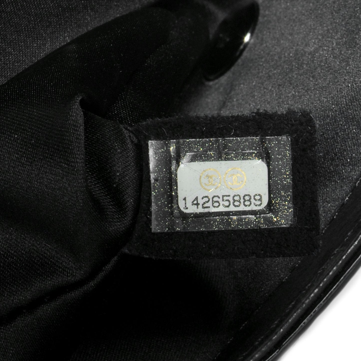 Patent Leather Tweed Camellia Petals Flap Black