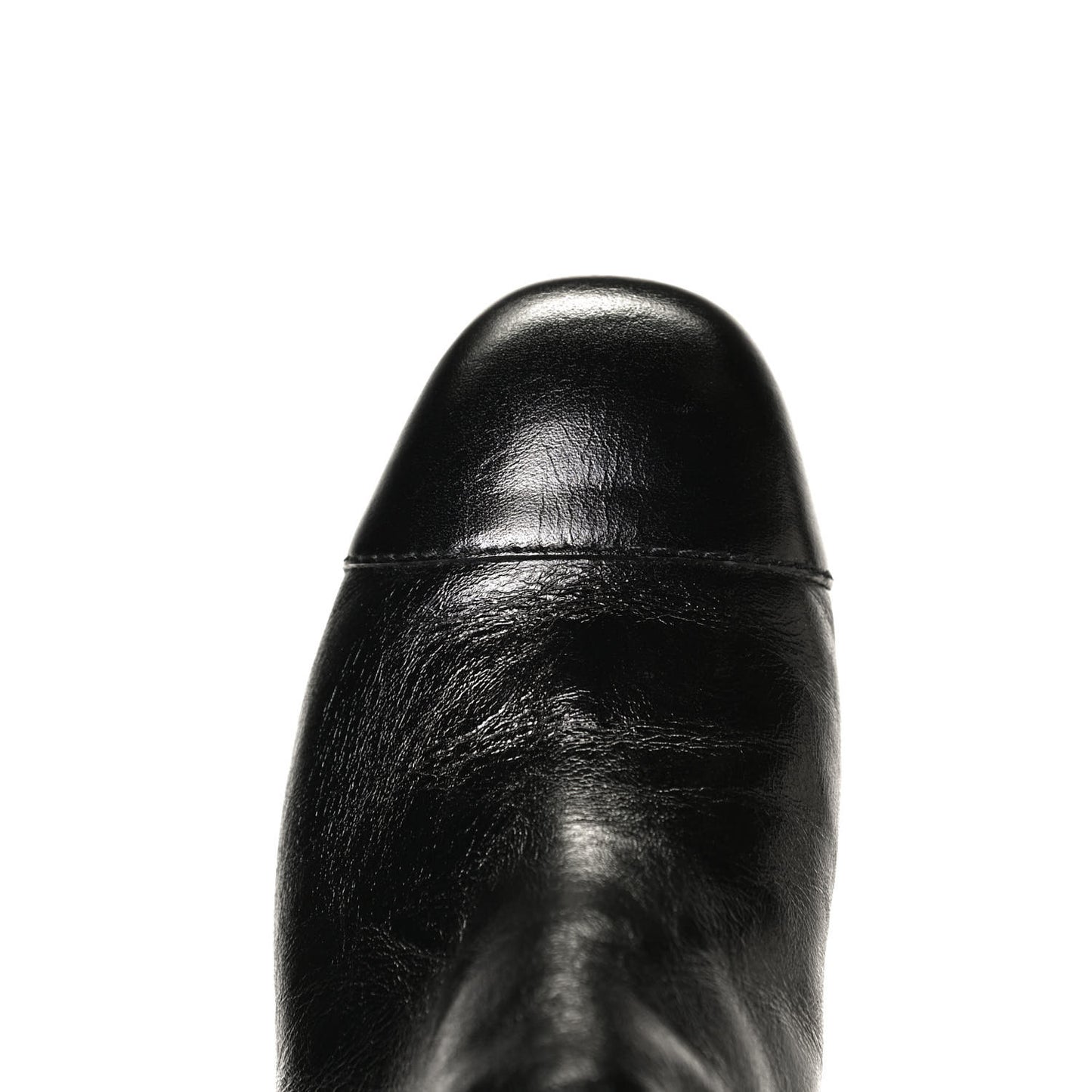 Crumpled Calfskin Cap Toe Chain Short Boots 39 Black