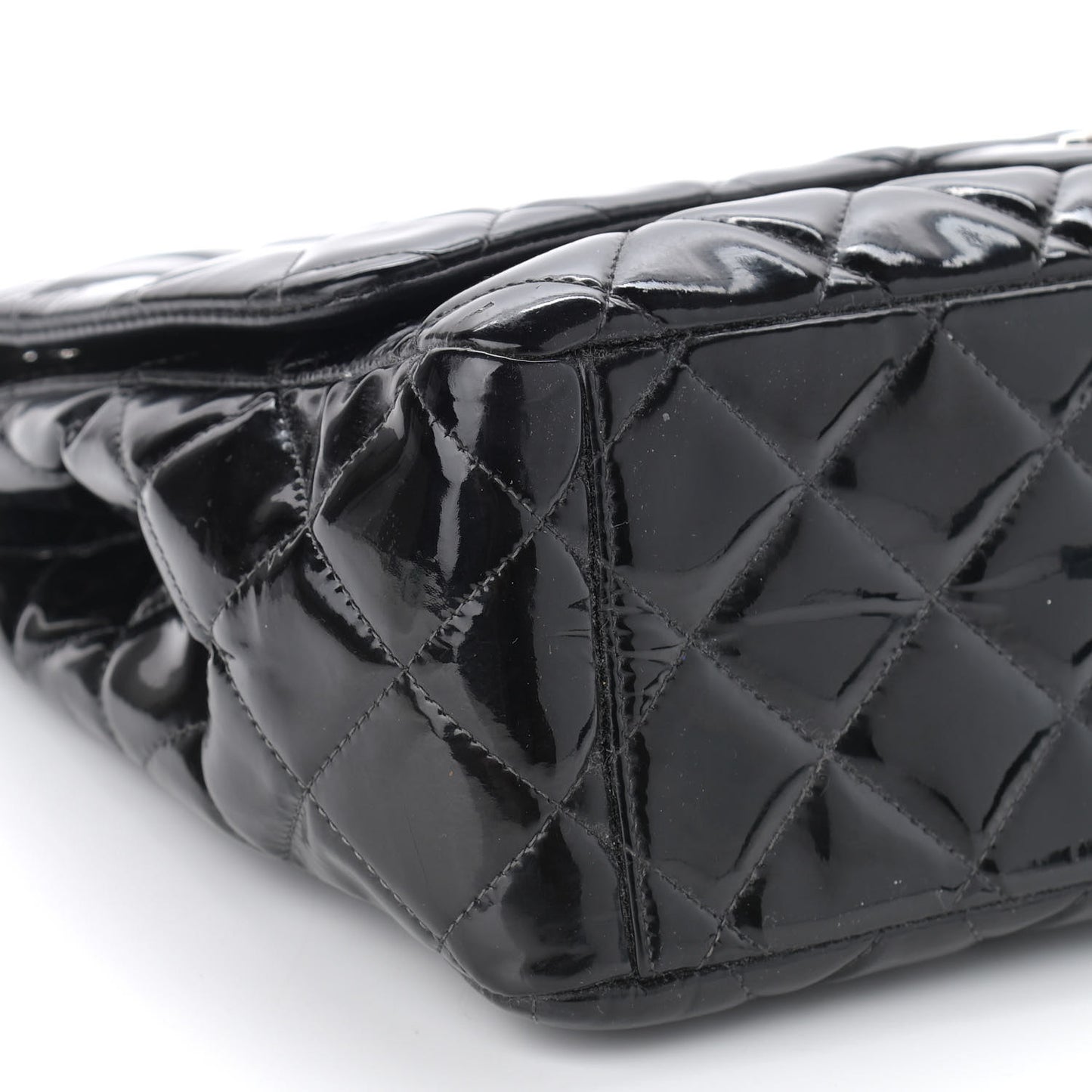 Patent Quilted Maxi Single Flap Black