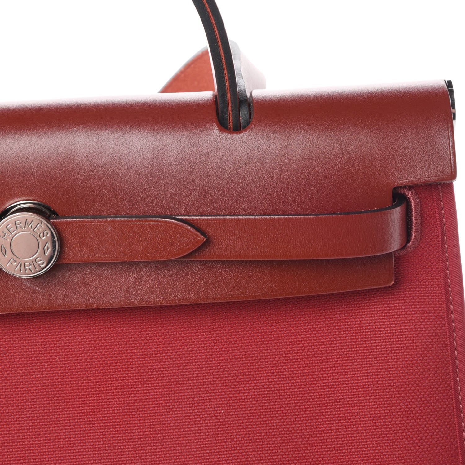 Hermes Vache Hunter Toile Herbag Zip 31 PM Rouge Grenat Rouge H 13 of 15