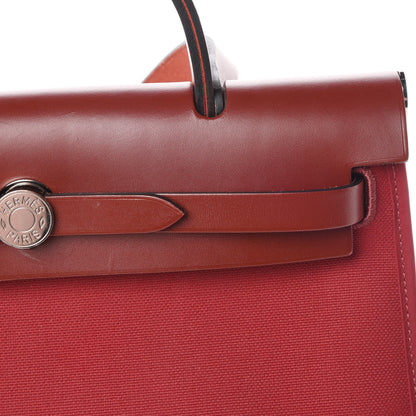 Hermes Vache Hunter Toile Herbag Zip 31 PM Rouge Grenat Rouge H 13 of 15