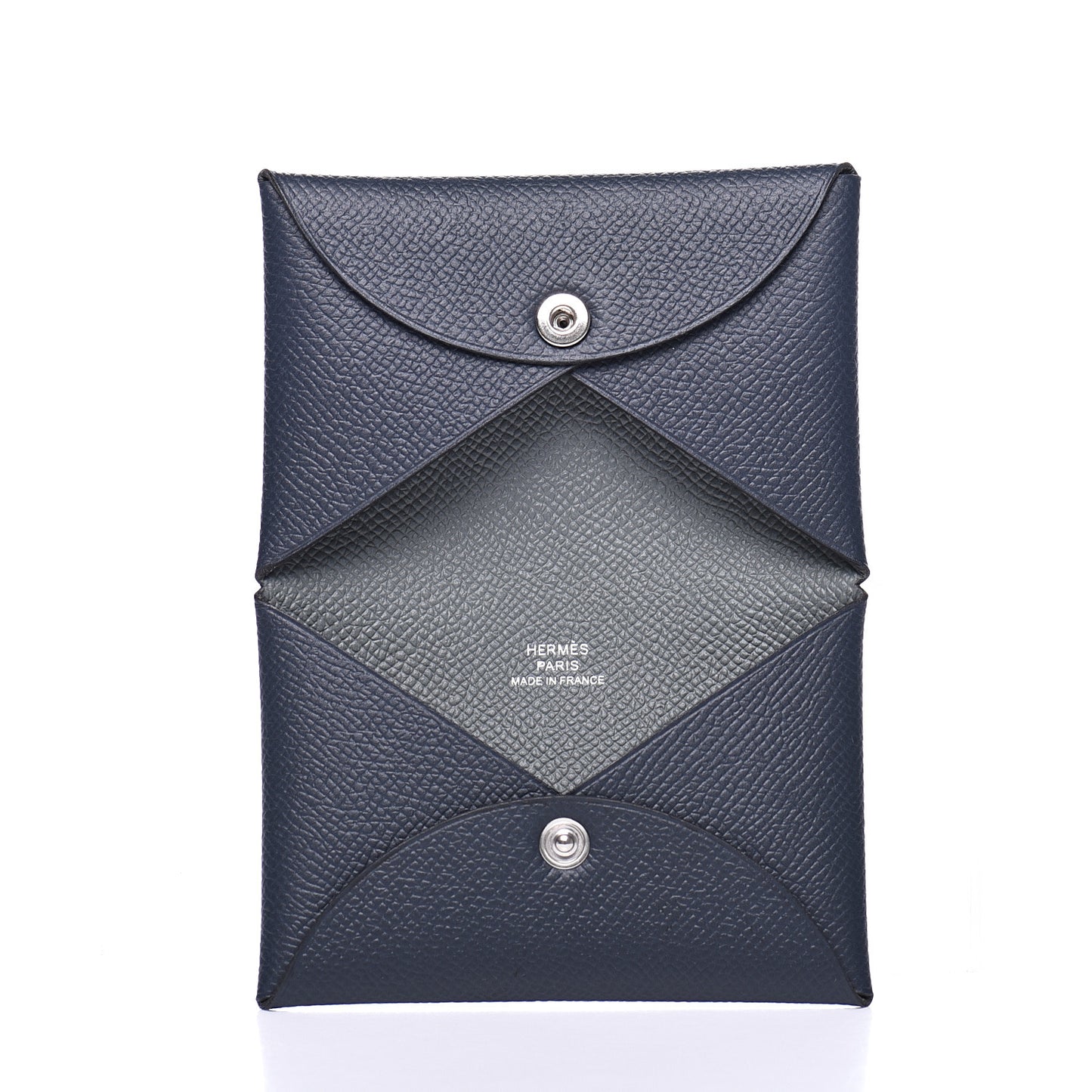 Epsom Verso Calvi Card Case Bleu Indigo Vert Amande