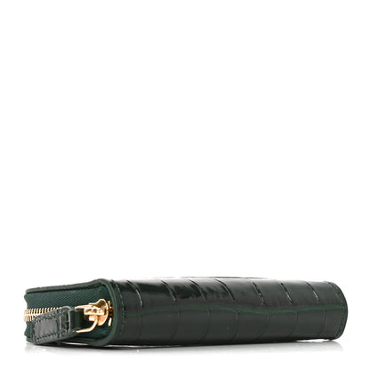 Chanel Calfskin Crocodile Embossed Crococo Zip Coin Purse Emerald 4 of 7