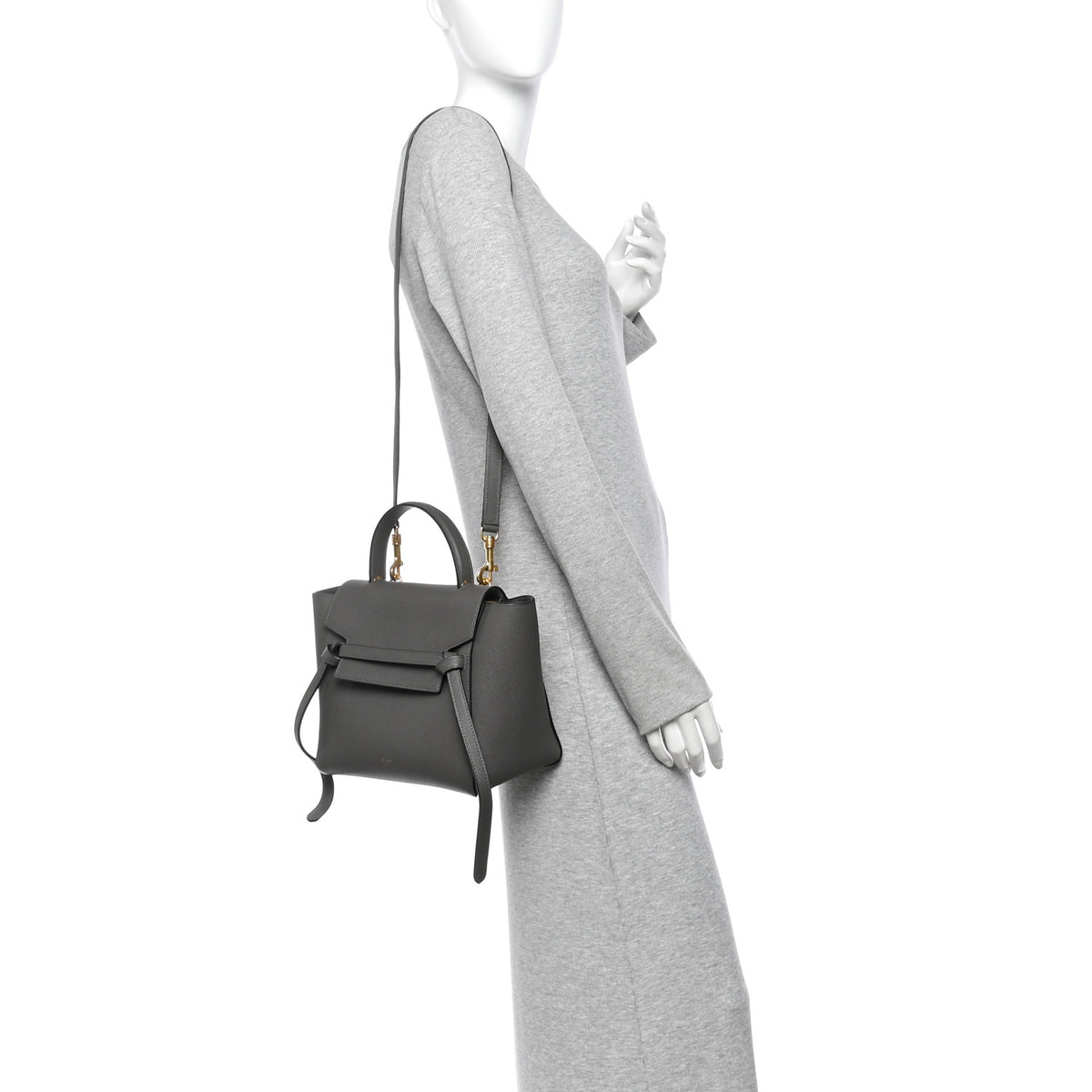 Grained Calfskin Micro Belt Bag Grey