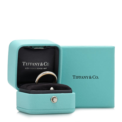 Tiffany Platinum 18K Yellow Gold 4mm Together Milgrain Wedding Band Ring 54 7 5 of 5