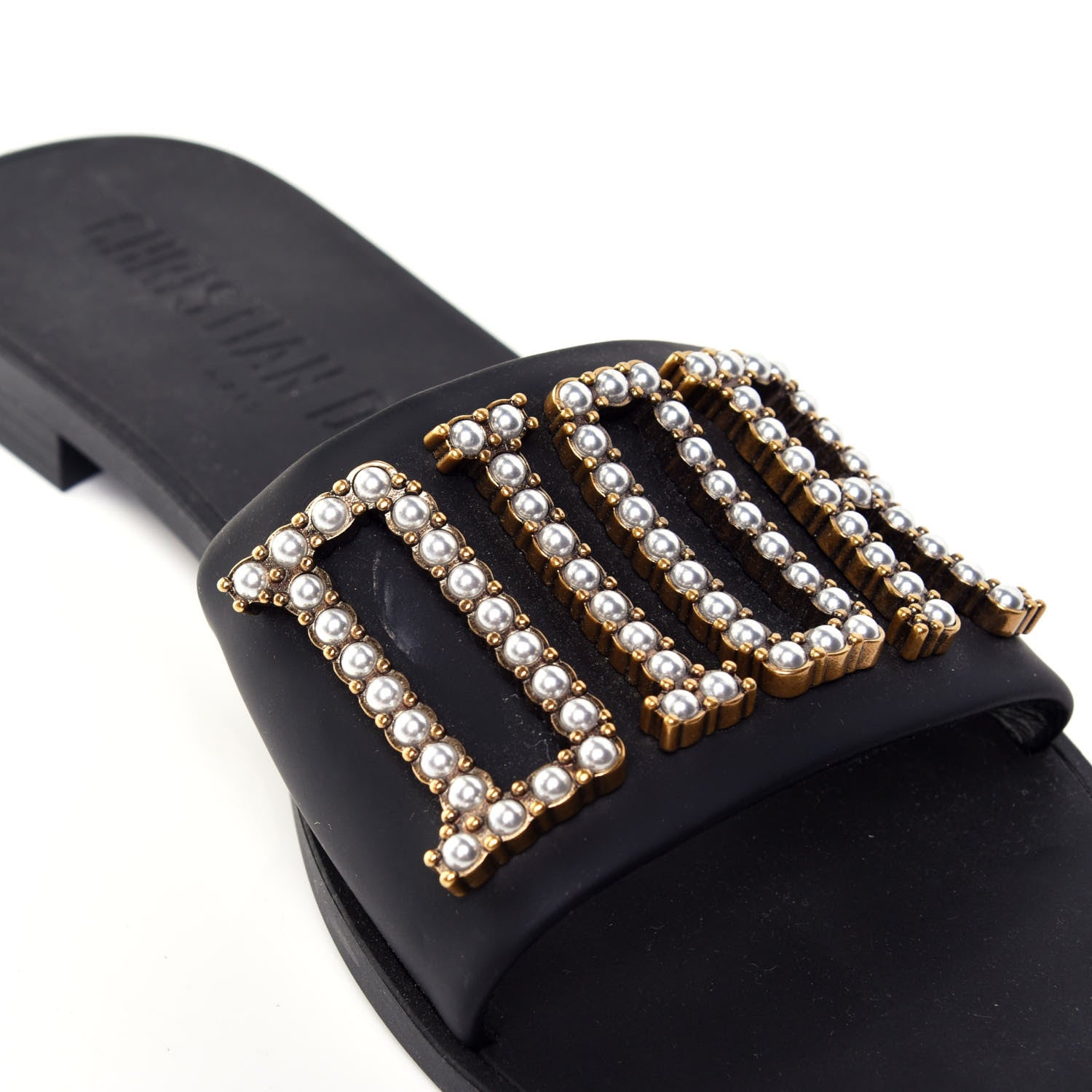 Christian Dior Matte Calfskin Pearl Dio(r)evolution Slide Sandals 38 Black 9 of 10