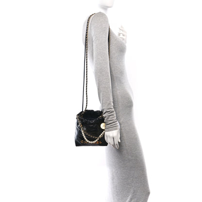 Chanel Shiny Crumpled Calfskin Quilted Pearl Mini Chanel 22 Black 2 of 10