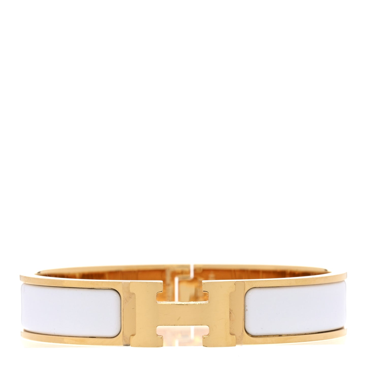 Enamel Narrow Clic Clac H Bracelet PM White
