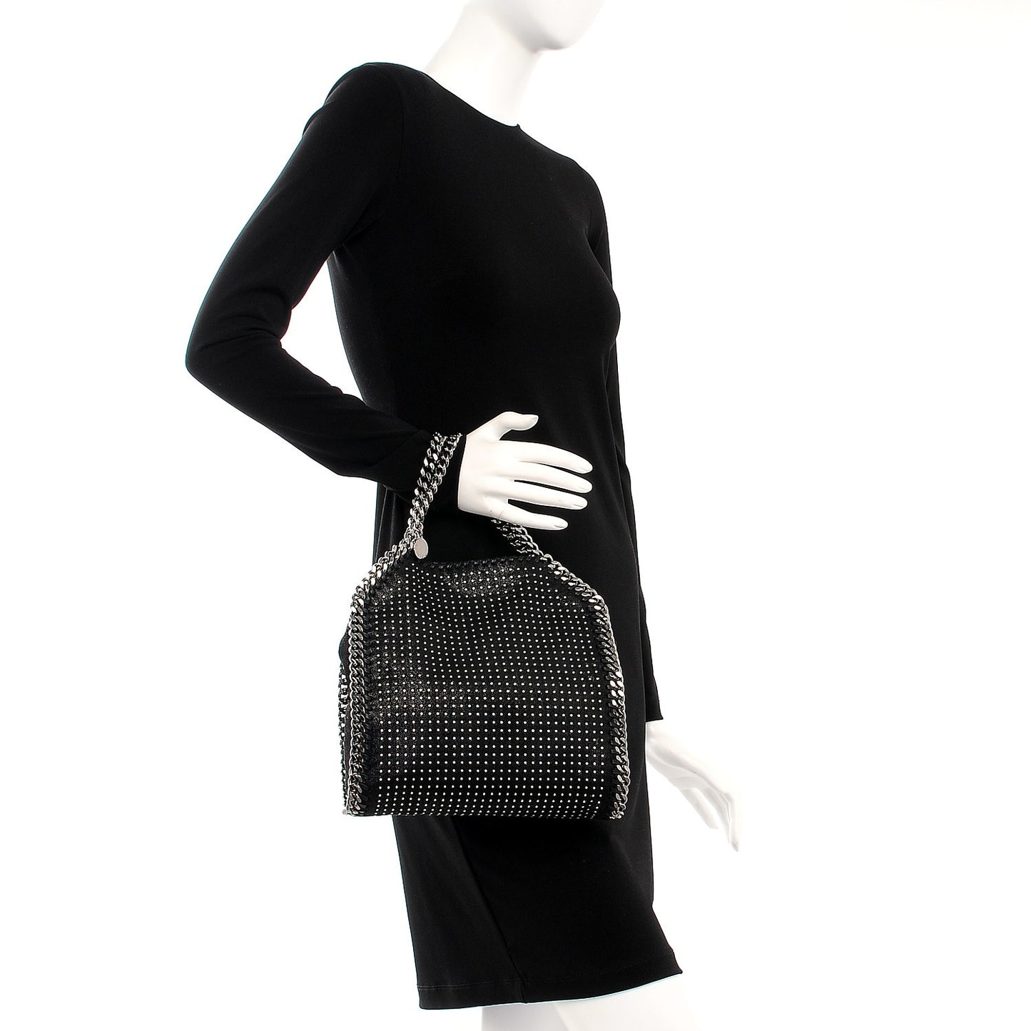 Shaggy Deer All Over Studs Mini Falabella Tote Black