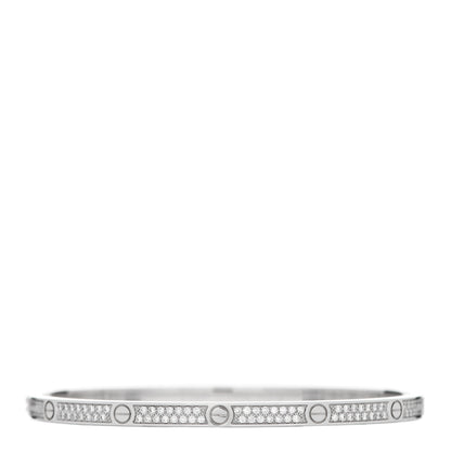 Cartier 18K White Gold Diamond Small LOVE Paved Bracelet 17 2 of 5
