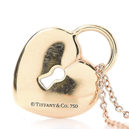 Tiffany 18K Yellow Gold Diamond Heart Lock Pendant Necklace 6 of 7