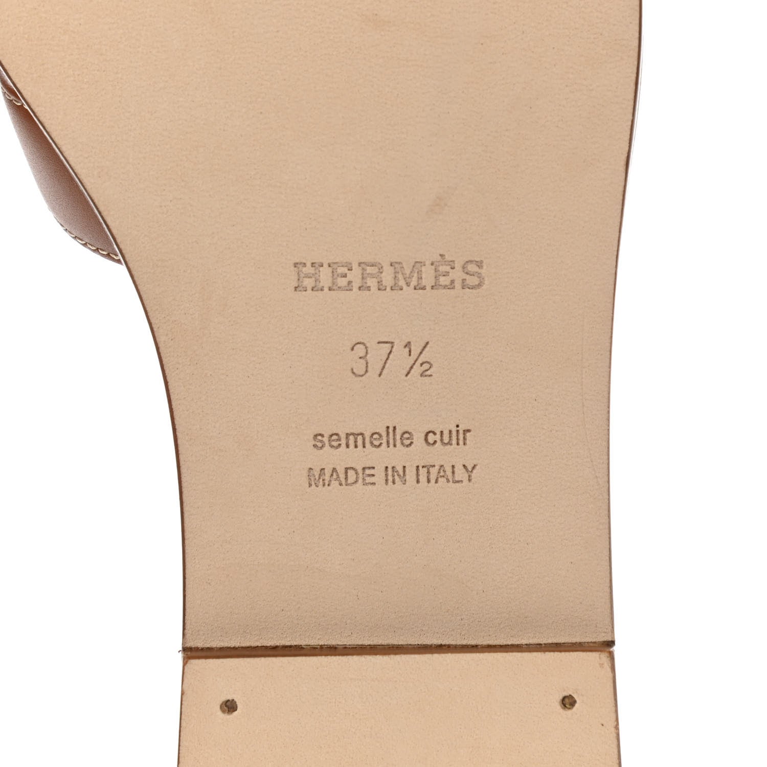 Hermes Box Calfskin Oran Sandals 37.5 Gold 6 of 8