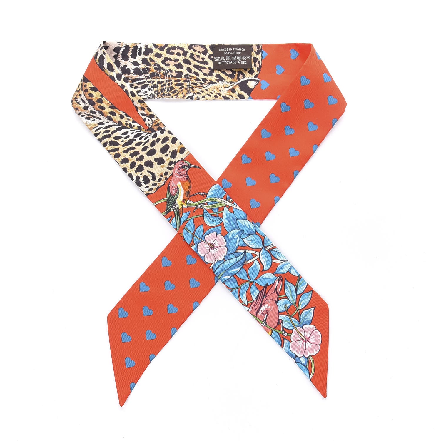 Hermes Silk Jungle Love Love Twilly Orange Bleu Brun 1 of 4