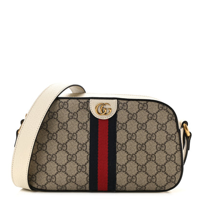 Gucci GG Supreme Monogram Textured Calfskin Web Small Ophidia Camera Bag Beige Ebony Mystic White 1 of 10
