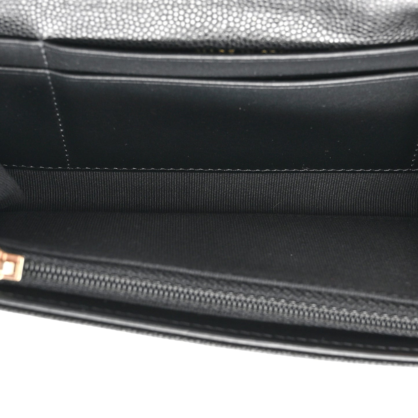 Caviar Quilted Crystal CC Large Gusset Flap Wallet Black