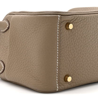 Hermes Taurillon Clemence Mini Lindy 20 Etoupe 9 of 10