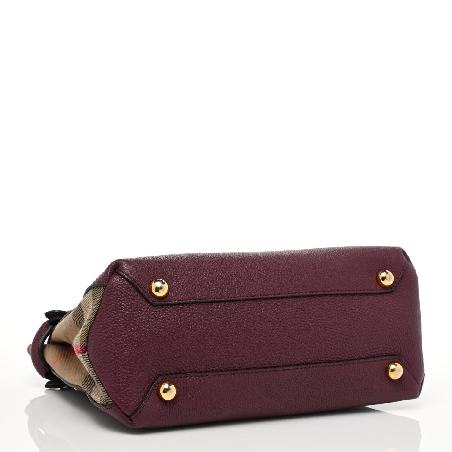 Burberry Grainy Calfskin House Check Small Banner Tote Mahogany Red 5 of 22