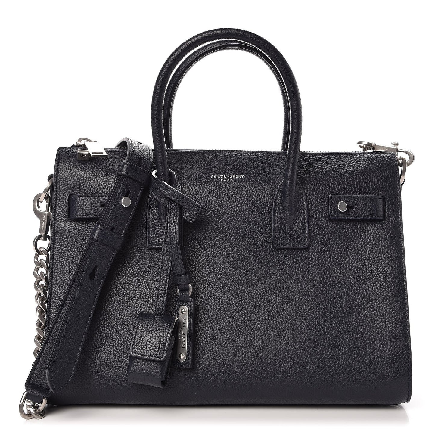 Grained Calfskin Baby Souple Sac De Jour Navy