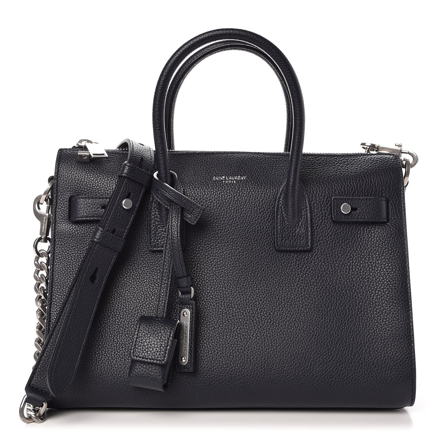 Saint Laurent Grained Calfskin Baby Souple Sac De Jour Navy 1 of 7