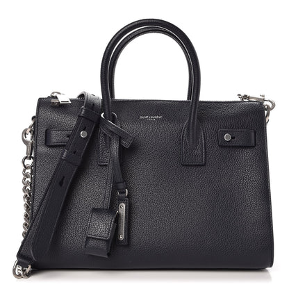 Saint Laurent Grained Calfskin Baby Souple Sac De Jour Navy 1 of 7