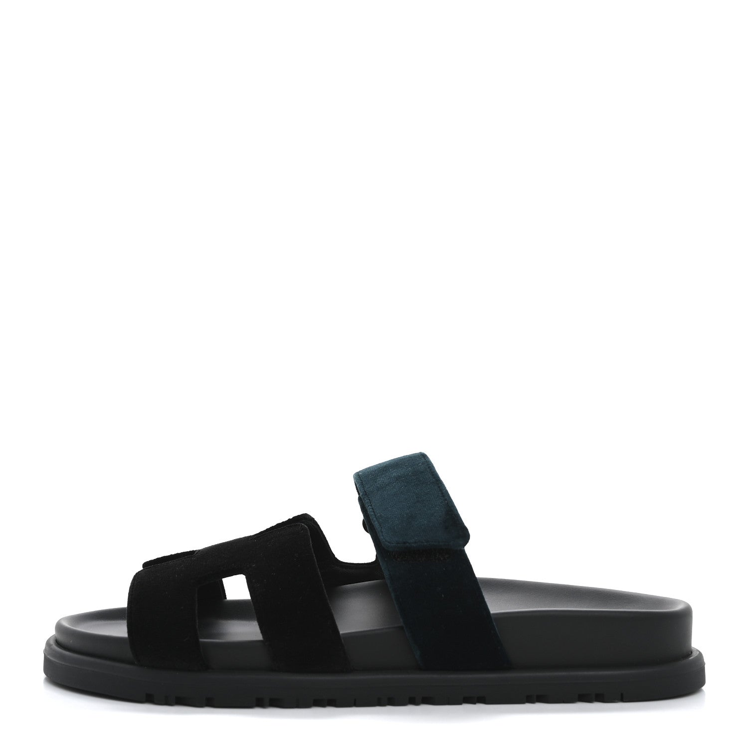 Hermes Velvet Womens Chypre Sandals 36 Black Vert Mousse 36.5 Black Vert Mousse 1 of 9